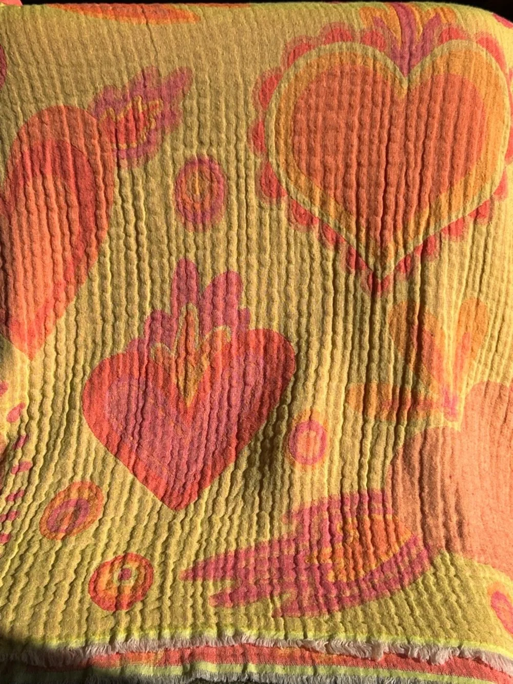 NEON COAST Hippie Hearts FLiPSiDE XL Woven Blanket Towels Festival 44 x 78 Woven